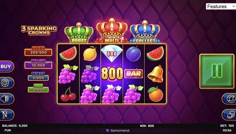 Výhra v základnej hre 3 Sparking Crowns